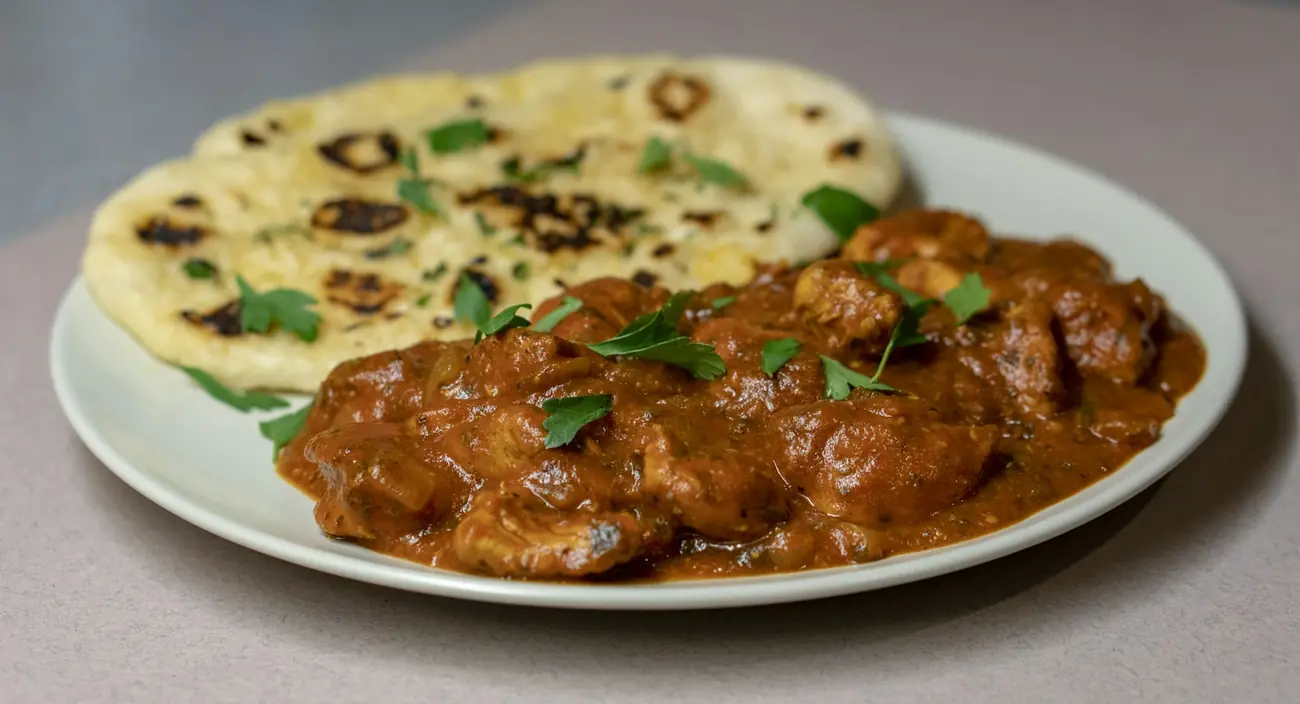 Grand plat de biryani servi à table, salle à manger en arrière-plan